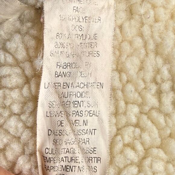 VTG L.L.Bean Faux Suede Shearling Jacket Womens Brown White Button Up Size L - Picture 9 of 9